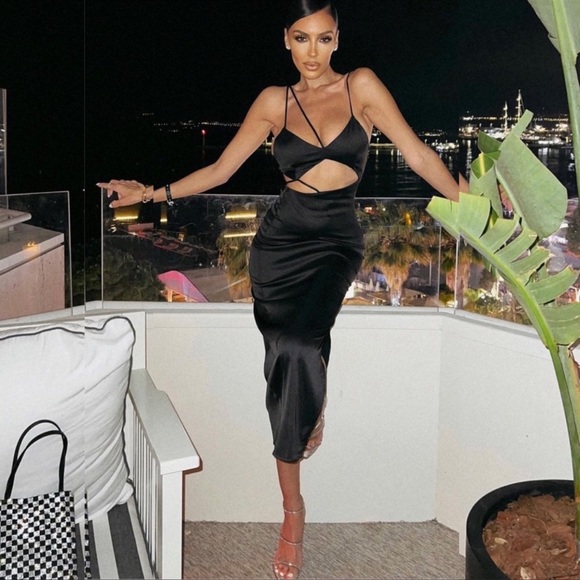 Zara Black Asymmetric Midi Dress - Picture 4 of 17